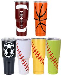 30oz Insulation Cups Baseball Vacuum Flasks Thermos Stainless Steel Insulated Thermos Cup Creative Baseball Car Cup Mug IIA4655469614