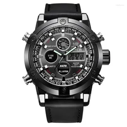 Wristwatches Men Big Brand XI Watches Fashion Leather Band Military Multi-function Sports Dual Time Chronograph Business Digital Watch