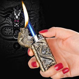 Hot Selling Metal Three-Dimensional Relief Dragon Lighter Torch Conversion Open Flame Iatable Dual Fire Lighter