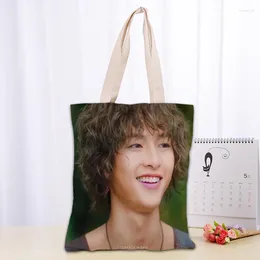 Evening Bags Arthdal Chronicles Song Joong Ki Tote Bag Canvas Cloth Shoulder Shopper For Women Eco Foldable Reusable Shopping 0719