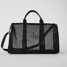 LO Sports Yoga Bag Transparent Handbag Portable Shoulder Bag Large Capacity Handbag Semi-sheer Mesh Black Tote Bag