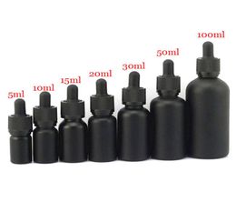 whole 20pcs 10ml 30ml black frosted glass dropper bottles essential oil container e liquid empty bottle1514420