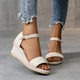 Sandals Women Dressy Summer Weave Wedges Breathable Non Slip Elastic Band Open Toe Ladies Shoes On Sale