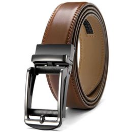 Belts Genuine Leather For Mens High Quality Buckle Jeans Cowskin Casual Belts Business Cowboy Waistband Male Automatic Buckle Strap Y240507