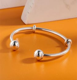 925 Sterling Silver Bracelets Elegant Moments Open Bracelet bangles for women Diy With P Beaded charms Rose gold Jewel7621905