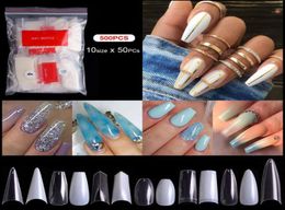 32 Styles Long Stiletto False Nails Tip Full Cover Coffin Ballerina Fake Nail 500pcs per bag DIY Salon tool5652875