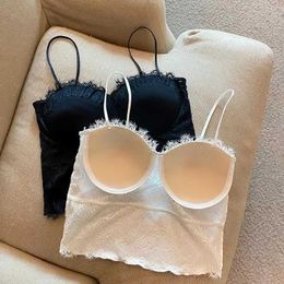 Women's Tanks Sexy Laceole For Girls Summer Fashion Crop Tops Female Black Lingerie Push Up Bras Women White Tube Top Vest Underwear New