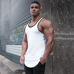 Summer Gym Clothing Men Bodybuilding and Fitness Stringer Tank Top Fashion Sports Vest Muscle Sleeveless Shirt Workout Singlets 240430