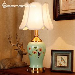 Table Lamps Chinese Ceramic Lamp Home Bedroom Study Living Room Style Retro Cosy And Romantic Warm Light Bedside