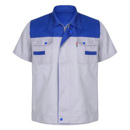 Men Women Short Sleeve Work Coat Workshop Shirts Motor Mechanic Uniform with Two-pocket T-shirts Man Workshop Overalls Top 240430