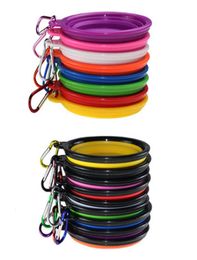 Collapsible Bowls Silicone Puppy Pet Bowl Pet Dog Feeding Bowls with Climbing Buckle Outdoor Travel Portable Dog Food CoEPAO8765906