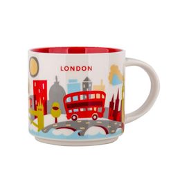 14oz Capacity Ceramic TTARBUCKS City Mug British Cities Best Coffee Mug Cup with Original Box London City 253D