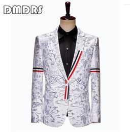 Men's Suits Fashion Pattern Party Suit Blazer For Men One Button Casual Jacket Slim Fitting Peaked Lapel 2024