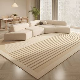 French cream wind living room home nonslip crystal velvet carpet advanced sense of the whole coffee table blanket 240424