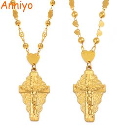 Anniyo 7 Model The Cross Pendant Ball Beads Chain Necklaces Men Women Hawaii Micronesia Chuuk Jewellery Crosses #192306P1970526