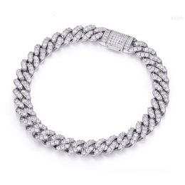 De Classic Cuban Chain Full Round Vvs Moissanite 925 Sterling Silver 8mm 7 8 9in Bracelet for Men and Women