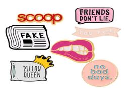 Pins Brooches Funny Letters Inspiration No Bad Days YOU ROCK Enamel Pins Red Lips Mouth SHUT UP Badge Christmas Gifts For Men Wome8062126