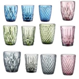 UPS carton 48 pieces Vintage Drinking Emed Romantic Glasses Coloured Glassware Water Juice Beverages Bars Z 5.8
