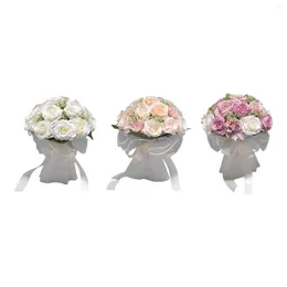 Decorative Flowers Wedding Throw Bouquet Elegant Handmade Bouquets For Bride Valentine's Day Anniversary Ceremony Holiday Decoration