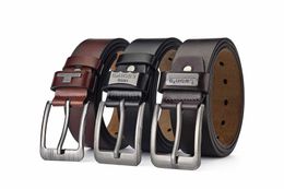 Belts LEONS Buckle Leather Casual Jeans Belt Men High Quality Retro Luxury Male Strap Cintos 3 Colours 2023 NEW Y240507