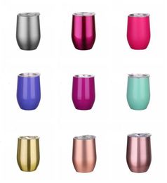 12oz Mugs Stainless Steel Tumbler With Lid Egg Shape Wine Glasses Vacuum Water Bottle Drinkware LYX137887388