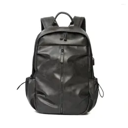 Backpack Unisex Waterproof Leather Student School Bags Large Capacity Backpacks Casual Laptop Bag Men Women Travel Back