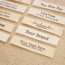 accessories 12x60mm Custom Twill LabelPersonalized Brand, Organic Cotton Tags,one or two lines, personalise text, Washable Tags (xw5500)