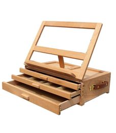 Art Adjustable Artist Beech Wooden Tabletop Sketch Box Easel 3Drawer Portable5705212