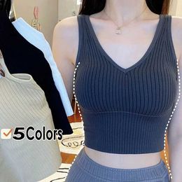 Women's Tanks Breathable Tank Top Women Summer Sexy Push up Underwear Anti-sweat Fitness Sports Vest Bra with Pad Seamless Low-Collarole