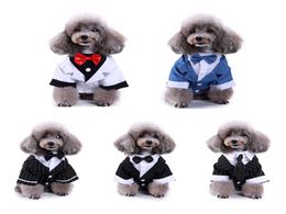 Gentleman Pet Clothes Dog Suit Striped Tuxedo Bow Tie Wedding Formal Dress For Dogs Halloween Christmas Outfit Cat Funny Costume 29160265