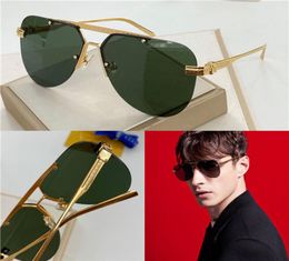 New fashion designer men sunglasses 1261 pilot frameless top quality UV protection glasses metal printed temples outdoor glasses5083012