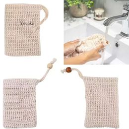 Exfoliating Mesh Bags Pouch For Shower Body Massage Scrubber Natural Organic Ramie Soap Bag Sisal Saver Loofah Moisturising Bath Spa Foaming With Drawstring 0508