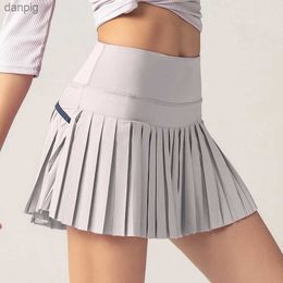 Skirts Women Pleated Sports Tennis Skirts Gym High Waist Fitness Shorts Skirt With Pockets Sexy Running Leisure Mini Skirt Y240508