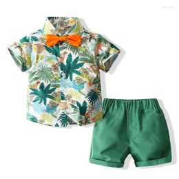 Clothing Sets Baby Boys Summer Hawaiian Style Gentleman Suits Short Sleeve Bow Shirt Tops Shorts 2pcs Kids Clothes Outfits