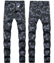 Men039s Jeans Mens Overalls Camouflage Stretch Slim Fit Long Denim Blue Hip Hop Pants Pencil For Male3582990