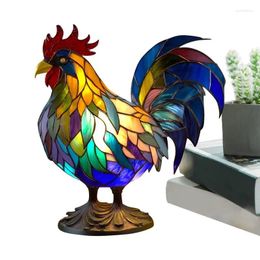 Table Lamps Animal Lamp Rooster Stained Glass Resin Housewarming Gifts Home Decoration Sculpture For Bedroom Living Room