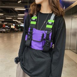 Backpack Oxford Vest Shoulder Bag Multi-function Men Women Splicing Lovers Hip Hop Reflective Streetwear Pack For Vacation And Travel