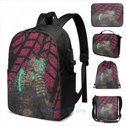 Backpack Funny Graphic Print Dead Space Isaac Clarke Splatter USB Charge Men School Bags Women Bag Travel Laptop