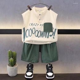 Clothing Sets Children's Set Boys Summer Sleeveless Vest 2024 Western Style Baby Cool Two Piece Trendy