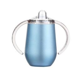 10oz Sippy Cup Stainless Steel Wine Glasses Double Handles Egg Cups Sucker Cup Double Wall Vacuum Insulated Flask EEA137038360774