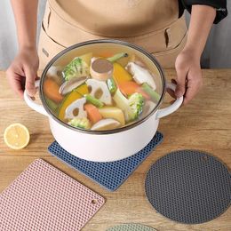 Table Mats 2/4 PCS Multifunctional Round Heat Resistant Silicone Mat Honeycomb Nonslip Pot Holder Placemat Kitchen Accessories