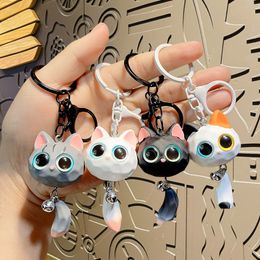 Cartoon Creative Cute 3D Big Eyed Cat Head Harts Par Bilväska hänge presentdocka nyckelring