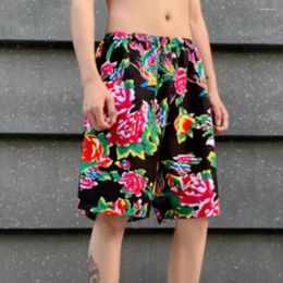 Men's Tracksuits Retro Print Pajama Set Chinese Ethnic Style Floral Outfit With O-neck Short Sleeve Top Wide Leg Shorts Casual