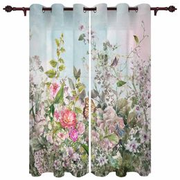 Curtain Plant Butterfly Illustration Modern Curtains For Living Room Home Decoration El Drapes Bedroom Fancy Window Treatments