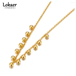 Chains Waterproof Stainless Steel Ball Choker Necklace For Women Statement Metal 18K Gold Plated Fashion Jewelry N23062