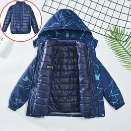 Clothing Sets Winter Boys Hiking Suit School Kids Waterproof Detachable Zip Jacket Inner Puff Coat Top Child Outfit Tracksuit 3-14 Years