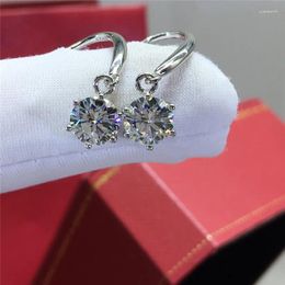 Dangle Earrings Silver Diamond Test Passed Excellent Cut Total 2 Carat D Colour Round High Quality Moissanite Drop 925 Jewellery