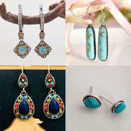 Charm Chenrui new style green Earrings Bohemian national wind pine stone orchid inlaid diamond female Earrings