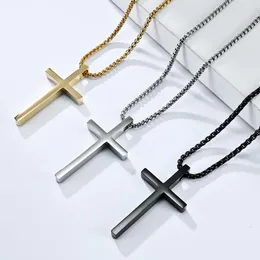 Pendant Necklaces Unisex Simple Titanium Steel Cross Necklace Glossy Niche Personality Men And Women Wear Sweater Chain