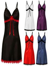 Women039s Sleepwear Night Dress Women Nighties Sexy Vneck Satin Nightgown Sleeveless Lingerie Nightwear For Ladies 3XL Plus Si2640097